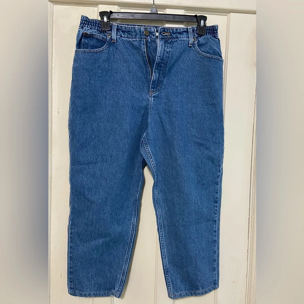 L.L.Bean Womens Jeans 16 P Original Fit Relaxed Blue Denim High Rise - Picture 1 of 11